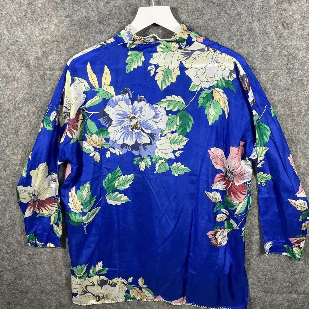 Johnny Was NWT‎ Blouse 100% Silk Floral, Small, Retail $240 - Picture 10 of 12